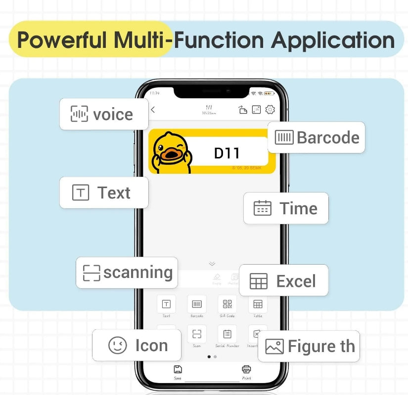 Niimbot - D11 - Portable Thermal Label Bluetooth Printer with USB Charge and lable preinstalled